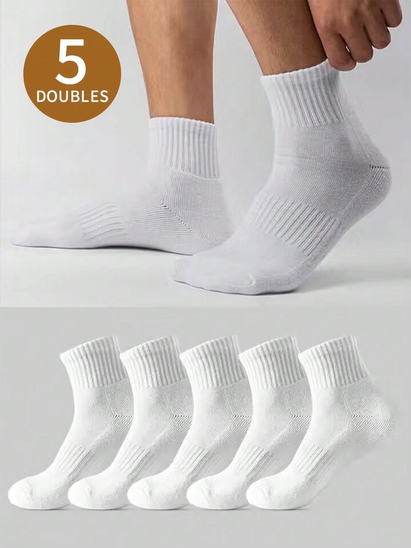 5 Pairs of Men's White Short T - Pipe Bending Spring recension och pris